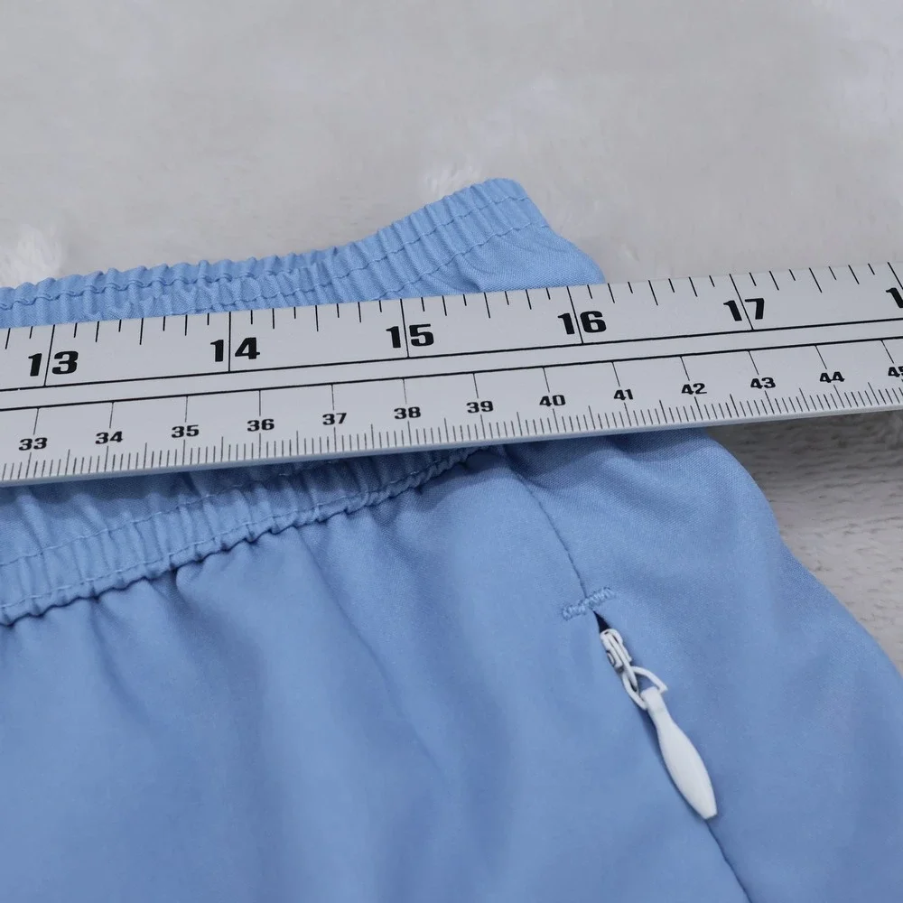 Maamgic Mens XL Light Blue Swim Trunks 2-in-1 Compression Liner Zipper Pockets‎
